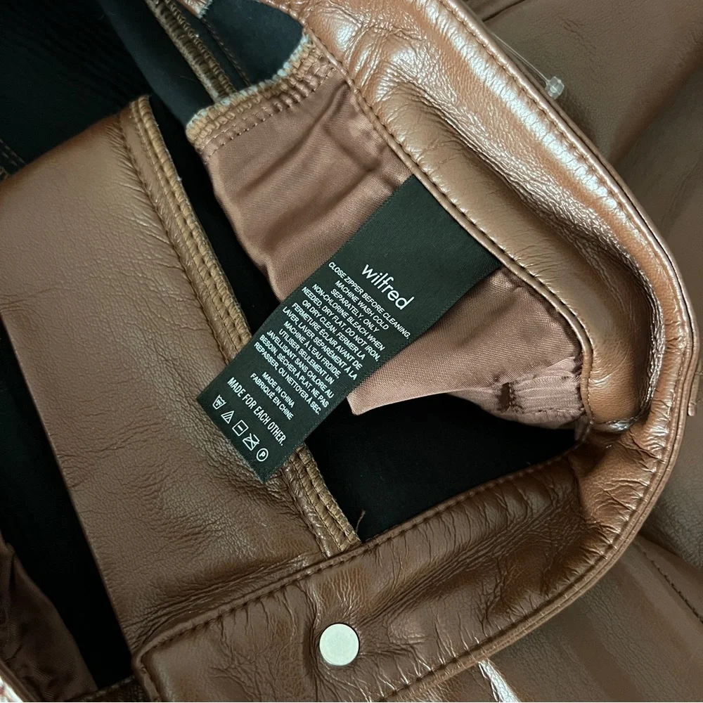 Aritzia Wilfred Melina Pant High Waisted Vegan Leather Cognac Brown Trousers - Picture 5 of 5
